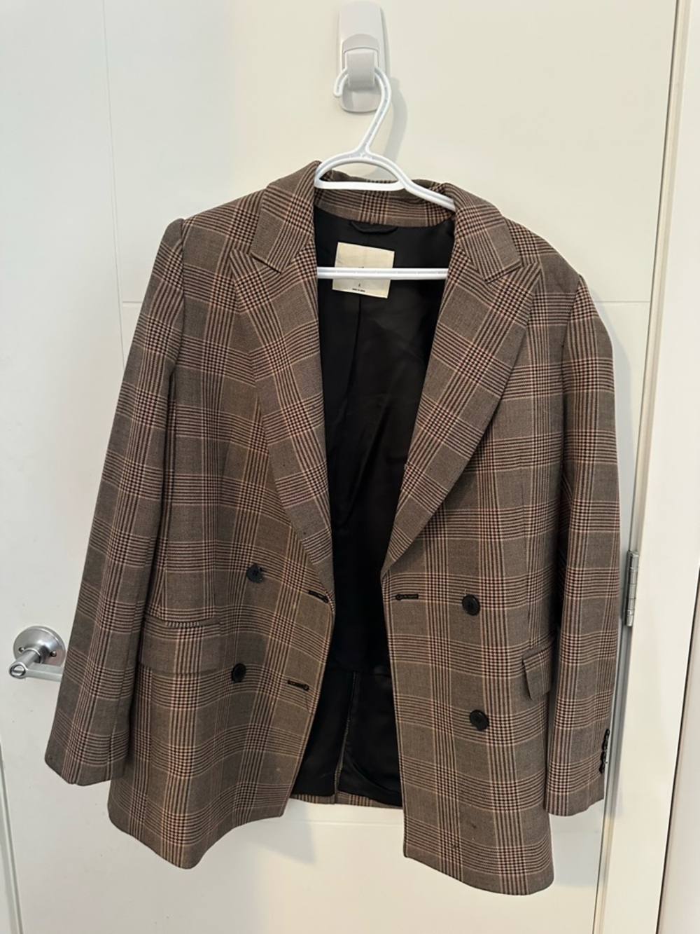 Brown Glen Plaid Double-Breasted Blazer